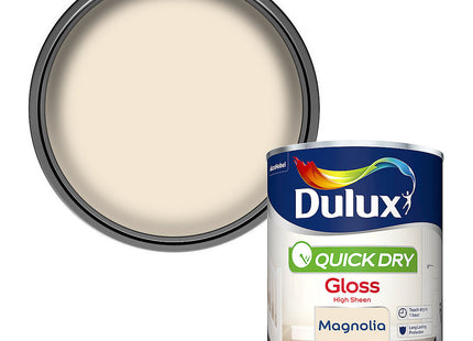 Dulux Quick Dry Gloss Paint For Wood And Metal - Magnolia 750ml