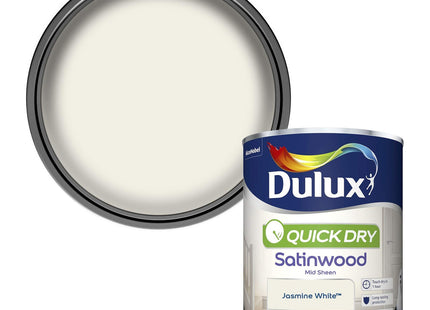 Dulux Quick Dry Satinwood Paint For Wood And Metal, Jasmine White, 750ml
