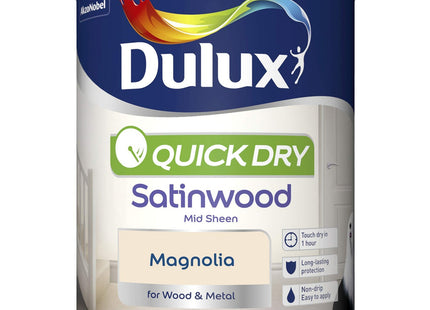 Dulux Quick Dry Satinwood Paint For Wood And Metal - Magnolia 750ml