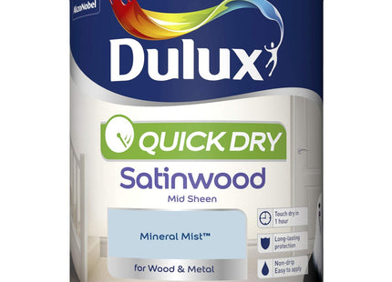 Dulux Quick Dry Satinwood Paint For Wood And Metal - Mineral Mist 750ml 5211308