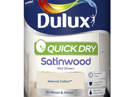 Dulux Quick Dry Satinwood Paint For Wood And Metal, Natural Calico, 750ml