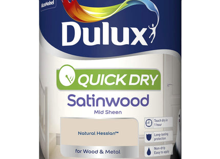 Dulux Quick Dry Satinwood Paint For Wood And Metal - Natural Hessian 750ml