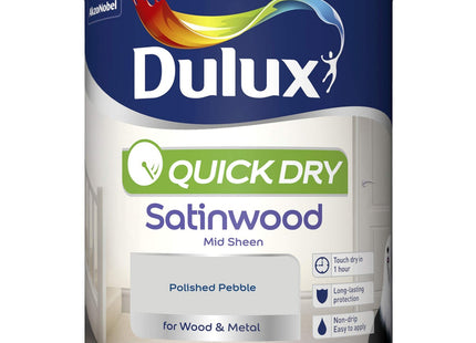 Dulux Quick Dry Satinwood Paint For Wood And Metal - Polished Pebble 750ml 5211306