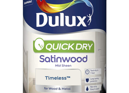 Dulux Quick Dry Satinwood Paint For Wood And Metal - Timeless 750ml