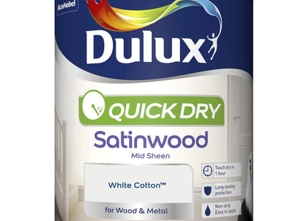 Dulux Quick Dry Satinwood Paint For Wood And Metal - White Cotton 750ml