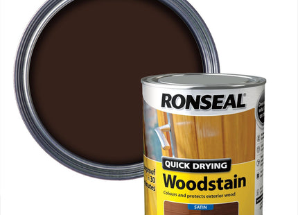 Ronseal Quick Drying Woodstain Dark Oak Satin 750ml