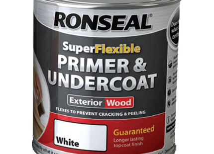 Ronseal 750ml Super Flexible Wood Primer and Undercoat - White RSLEWPWHI750