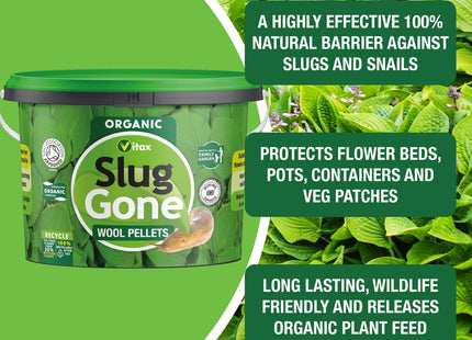 Vitax Slug Gone Wool Pellets, Natural, Organic Barrier To Protect Borders, Pots & Containers From Slugs And Snails, Long Lasting - 10 Litre