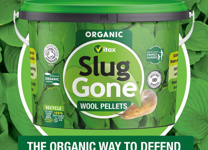 Vitax Slug Gone Wool Pellets, Natural, Organic Barrier To Protect Borders, Pots & Containers From Slugs And Snails, Long Lasting - 10 Litre