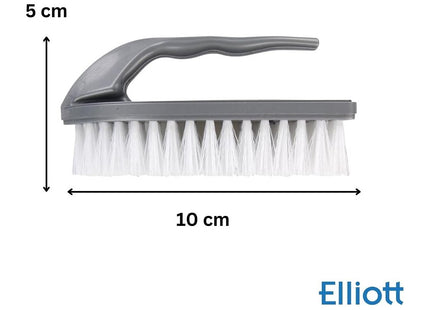 Elliott Iron Shaped Scrubbing Brush with Curved Grip Handle, Durable hard synthetic plastic fibres
