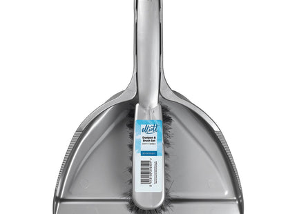 Elliott Dustpan and Brush Set, Durable Plastic Pan with Rubber Lip for easy pick up, Soft Nylon Fibres Ideal for Indoor Cleaning including Carpets