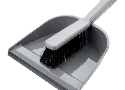 Elliott Dustpan and Brush Set, Durable Plastic Pan with Rubber Lip for easy pick up, Stiff Nylon Fibres Ideal for Indoor Cleaning including Carpets