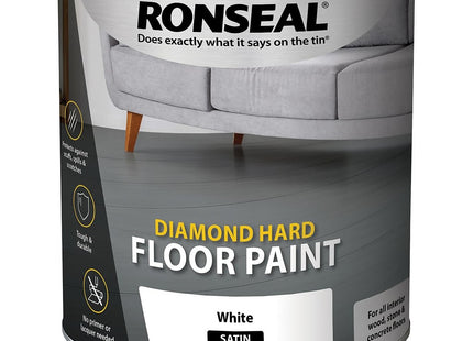 Ronseal 2.5 Litre Diamond Hard Floor Paint - White DHFPWH25L