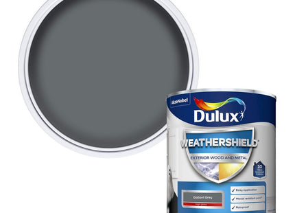 Dulux Weather Shield Exterior High Gloss Paint, 750ml - Gallant Grey 5213548