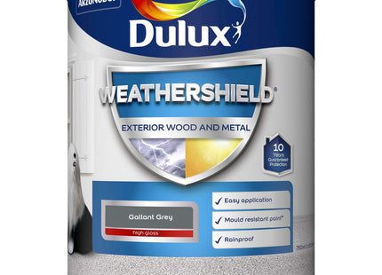 Dulux Weather Shield Exterior High Gloss Paint, 750ml - Gallant Grey 5213548