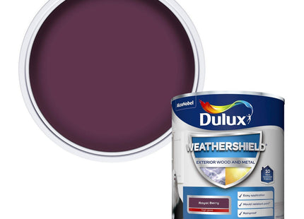 Dulux Weather Shield Exterior High Gloss Paint, 750ml - Royal Berry