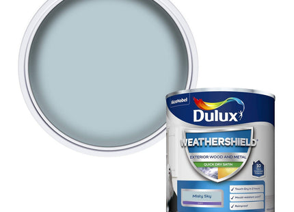 Dulux Weather Shield Quick Dry Satin Paint, 750ml - Misty Sky