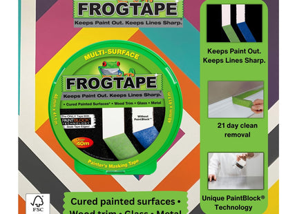 Shurtape Frog Tape Green Multi Surface Painters Masking Tape 48mm x 41.1m. Indoor painting and decorating for sharp lines and no paint bleed