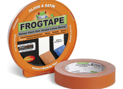 Shurtape Frog Tape Orange Gloss & Satin Painters Masking Tape 24mm x 41.1m, Indoor Painting and Decorating For Sharp Lines and No Paint Bleed