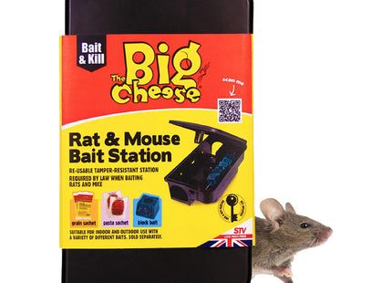 STV The Big Cheese Rat & Mouse Bait Station Reusable Tamper-Resistant & Weather-Proof Rat Bait Box Mouse Bait Box for Indoor & Outdoor Use