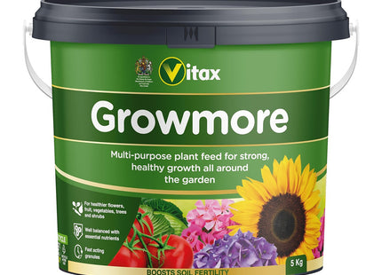 Vitax Growmore, General Purpose Fertiliser, Suitable For Fruit, Veg, Flowers And Lawn, Promotes Heavy Crops, Boosts Growth All Around The Garden- 5kg
