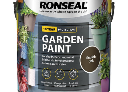Ronseal Garden Paint English Oak 2.5 Litre RSLGPEO25L