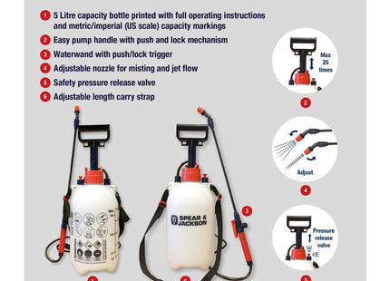 Spear & Jackson 5LPAPS 5 Litre Pump Action Pressure Sprayer