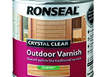 Ronseal 250ml Crystal Outdoor Matt Finish Varnish - clear CCODVM250