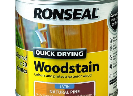 Ronseal 250ml Satin Finish Quick Dry Woodstain - Natural Pine QDWSNP250