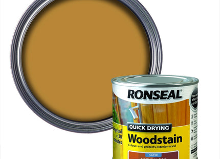 Ronseal 250ml Satin Finish Quick Dry Woodstain - Natural Oak QDWSNO250