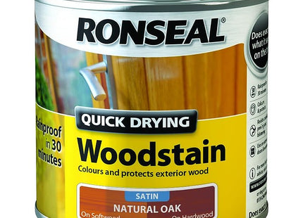 Ronseal 250ml Satin Finish Quick Dry Woodstain - Natural Oak QDWSNO250
