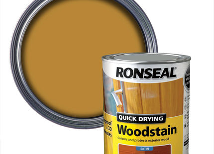 Ronseal 750ml Satin Finish Quick Dry Woodstain - Natural Oak QDWSNO750