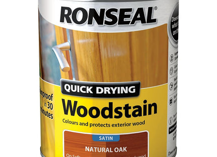 Ronseal 750ml Satin Finish Quick Dry Woodstain - Natural Oak QDWSNO750