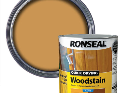 Ronseal 2.5 Litre Satin Finish Quick Dry Woodstain - Natural Oak QDWSNO25L