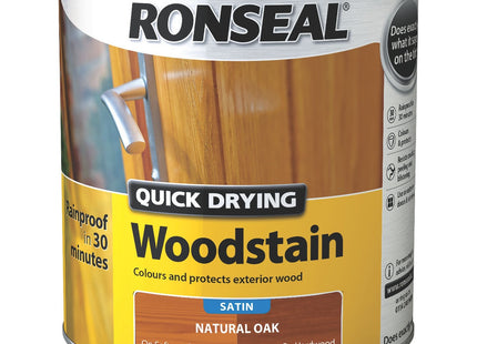 Ronseal 2.5 Litre Satin Finish Quick Dry Woodstain - Natural Oak QDWSNO25L