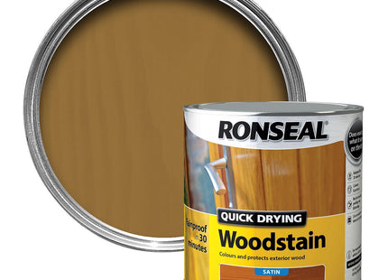 Ronseal 2.5 Litre Satin Finish Quick Dry Woodstain - Natural Oak QDWSNO25L