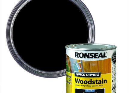 Ronseal 250ml Satin Finish Quick Dry Woodstain - Ebony QDWSE250