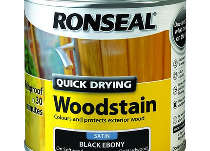 Ronseal 250ml Satin Finish Quick Dry Woodstain - Ebony QDWSE250