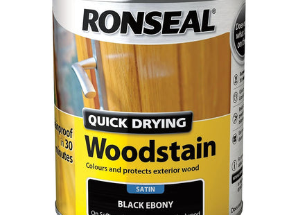 Ronseal 750ml Satin Finish Quick Dry Woodstain - Ebony QDWSE750