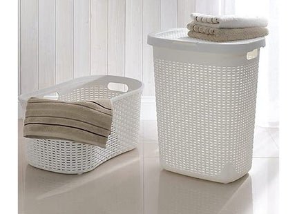 Addis 50 Litre Calico Faux Rattan Hamper, Cream