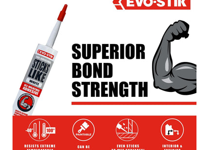 Evo-stik Sticks Like Adhesive White - 290ml - All Weather - Extreme Temperature & Movement Resistant