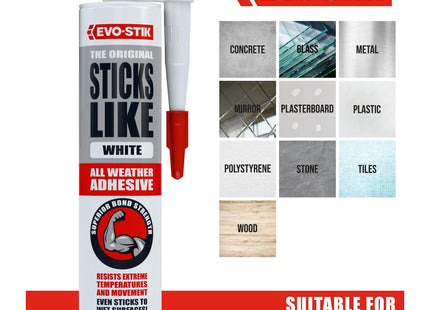 Evo-stik Sticks Like Adhesive White - 290ml - All Weather - Extreme Temperature & Movement Resistant