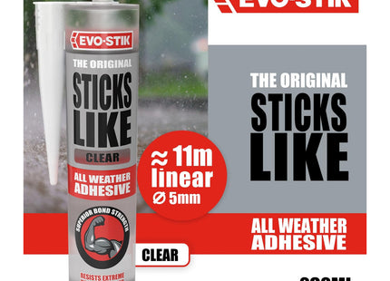 Evo-stik Sticks Like Adhesive Clear - 290ml - All Weather - Extreme Temperature & Movement Resistant