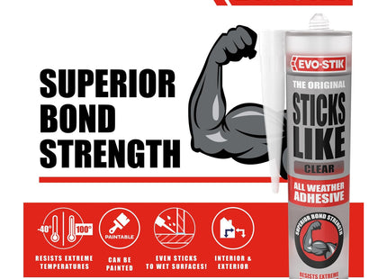 Evo-stik Sticks Like Adhesive Clear - 290ml - All Weather - Extreme Temperature & Movement Resistant