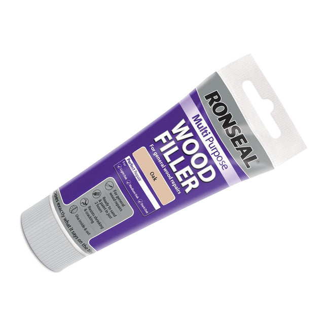 Ronseal 100g Multi-Purpose Wood Filler Tub - oak MPWFO100G