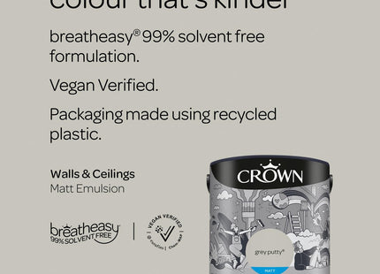 Crown Retail Core Emulsion Matt Grey Putty 2.5 Litre