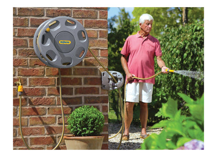 Hozelock - Wall-Mounted 60 m Reel, Not Equipped: Max. Capacity 60m, Mounting Bracket + 1 Connector Included [2390D0000]