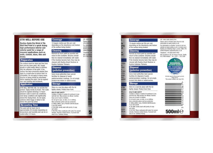 Rustins Quick Dry Brick and Tile, 500ml, Matt Red BRITW500