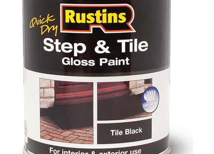 Rustins Step & Tile Paint Black Hard-Wearing Floor Coating for Concrete, Stone & Brick Slip-Resistant Finish for Indoor & Outdoor Use 1 Litre