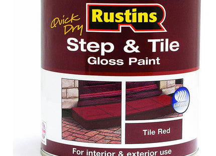 Rustins Step & Tile Paint Red Hard-Wearing Floor Coating for Concrete, Stone & Brick Slip-Resistant Finish for Indoor & Outdoor Use 250ml